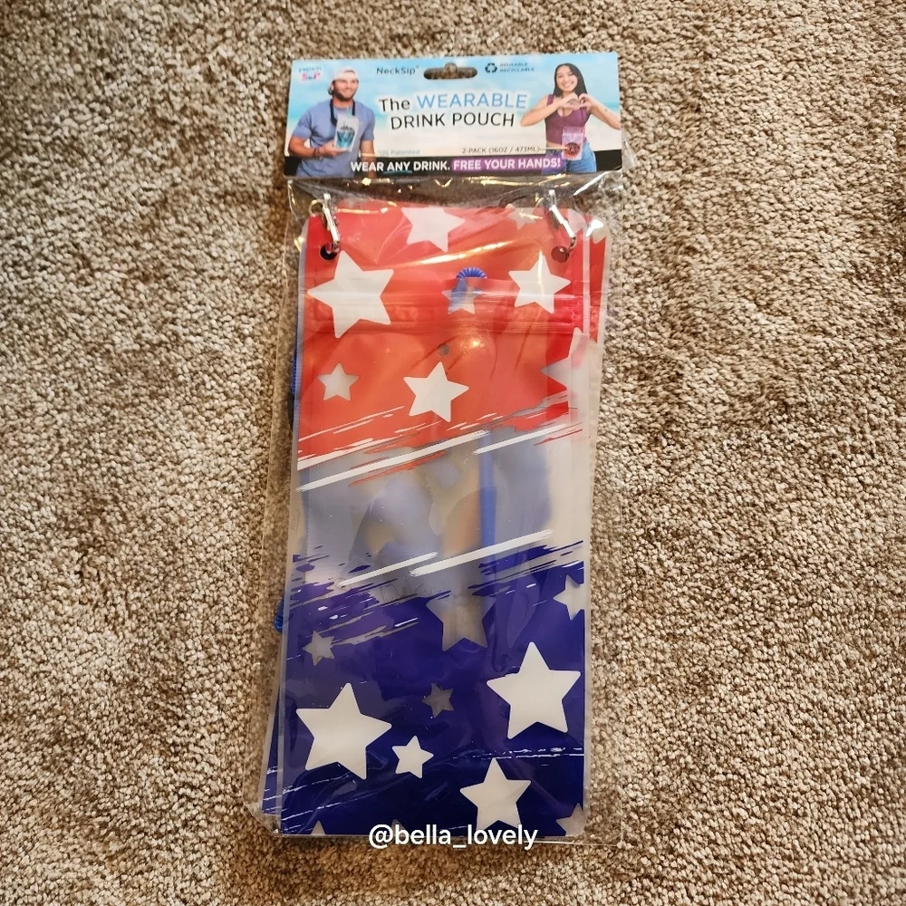 🏖 New! Wearable Drink Pouch - Set Of 2- Red White Blue